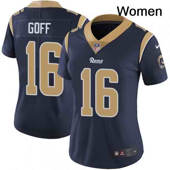 Womens Nike Los Angeles Rams 16 Jared Goff Navy Blue Team Color Vapor Untouchable Limited Player NFL Jersey